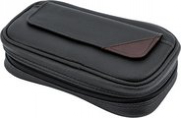 Pfeifentasche Lederoptik schwarz/burgund 2er mit Vortasche, Reißverschlußfach hinten