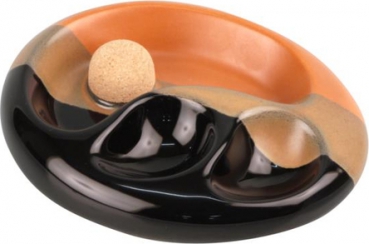 Pfeifenascher Keramik oval schwarz/braun mit 2 Ablagen