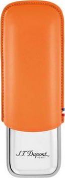 DUPONT 2er Cigarrenetui Leder/Edelstahl orange 183012, Größe 18 x 6 x 3cm