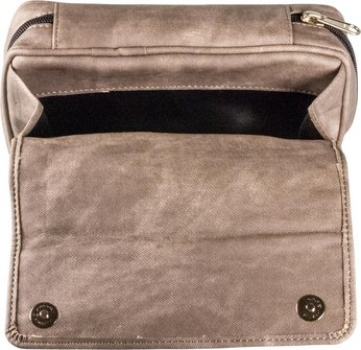 Preview: Pfeifentasche Lederoptik grau marmoriert 2er Überschlag, Tabakbeutel, Magnetverschluss