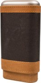Zigarren Schiebe-Etui Leder hell-/dunkelbraun, 3er