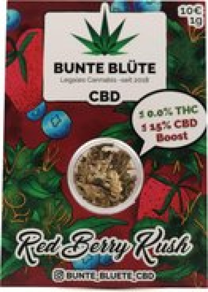 Bunte Blüte CBD-Blüten "Red Berry Kush" 15% CBD 1g THC-Frei